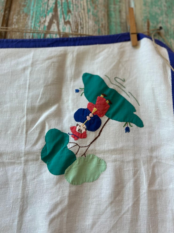 Vintage Square Embroidered Tablecloth & Hand Towel Bundle