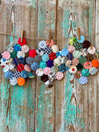 Set of 6 Vintage Yoyo Quilt Squares