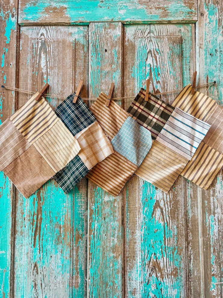 Set of 5 Vintage Quilt Squares: #1 Neutrals
