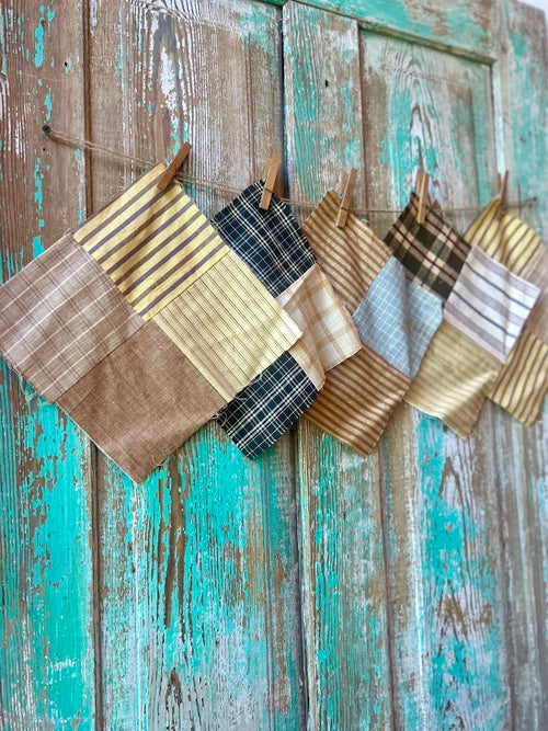 Set of 5 Vintage Quilt Squares: #1 Neutrals