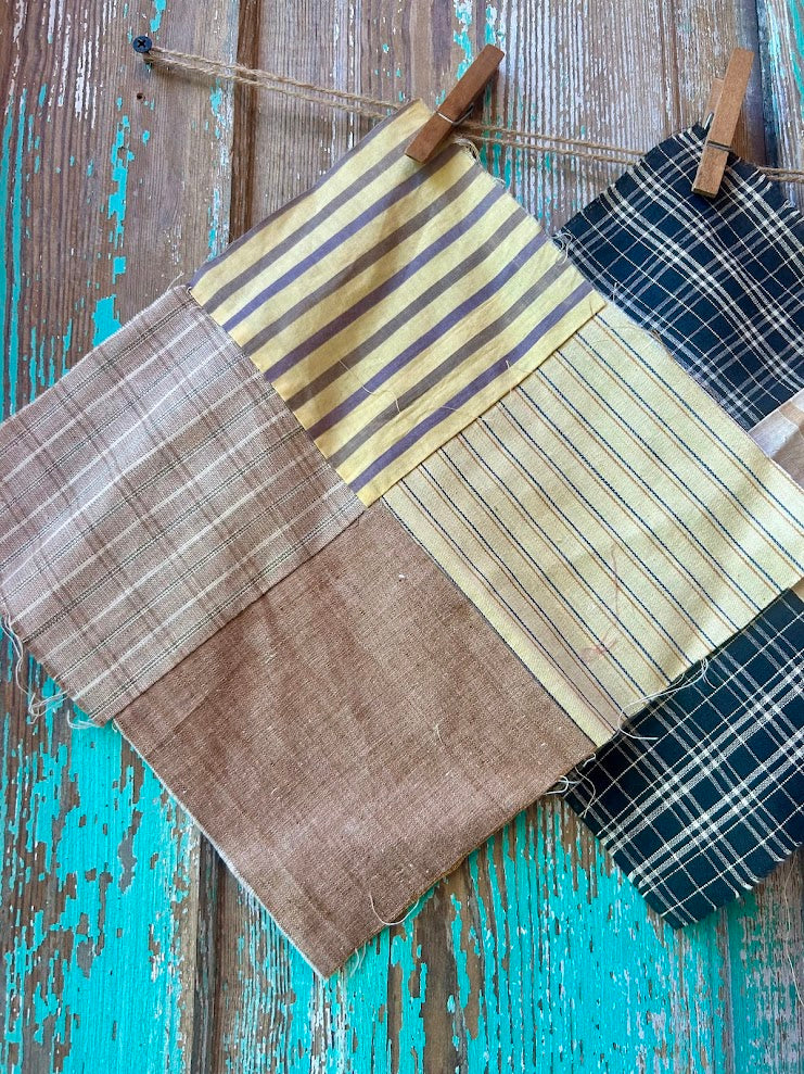Set of 5 Vintage Quilt Squares: #1 Neutrals