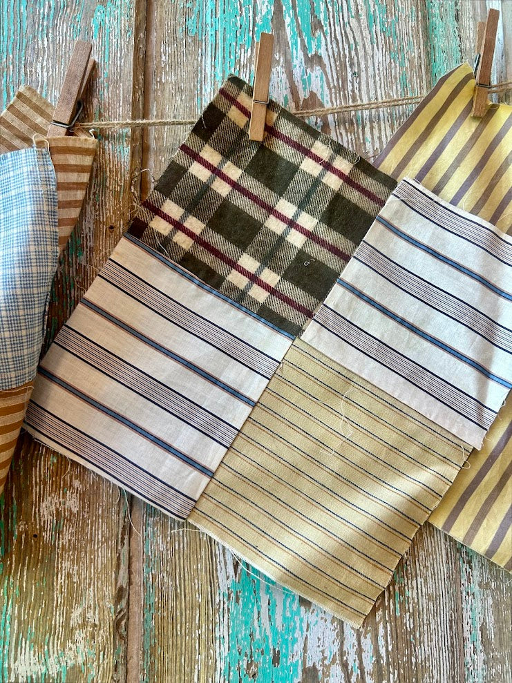 Set of 5 Vintage Quilt Squares: #1 Neutrals