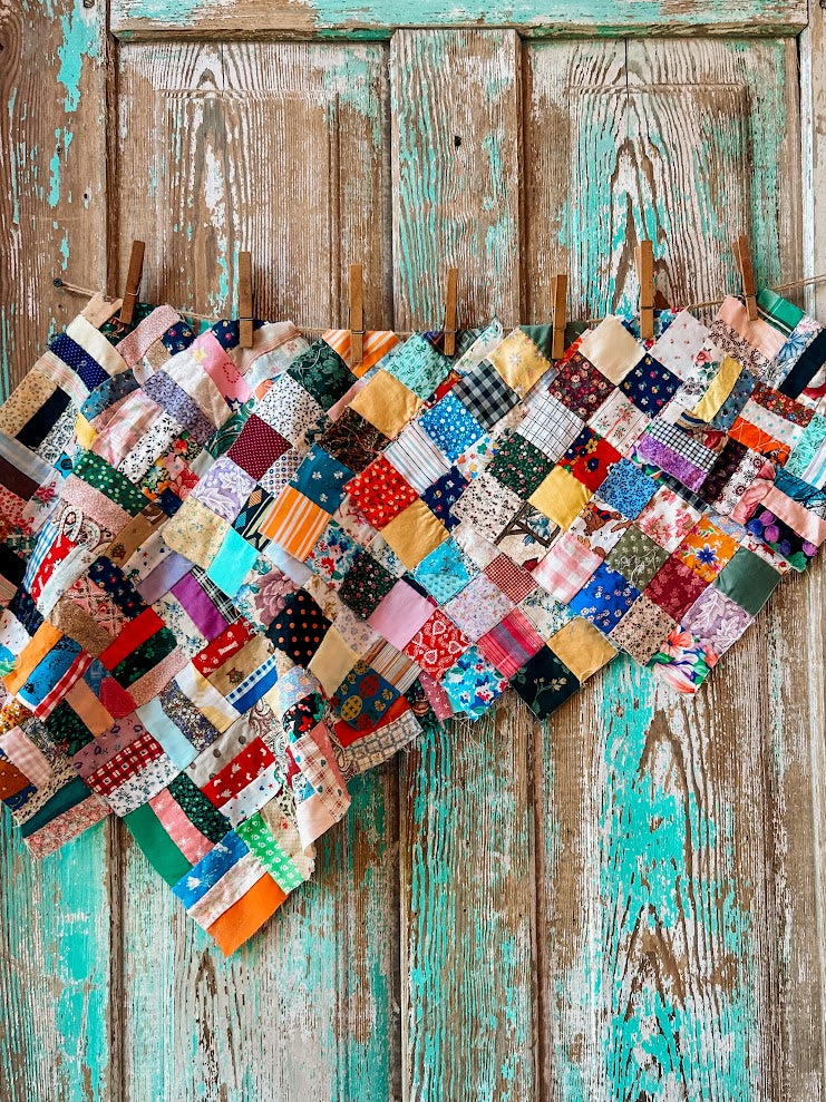 Set of 7 Vintage Quilt Squares: #4 Crazy Quilt
