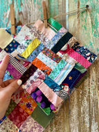 Set of 7 Vintage Quilt Squares: #4 Crazy Quilt
