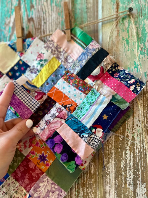 Set of 7 Vintage Quilt Squares: #4 Crazy Quilt