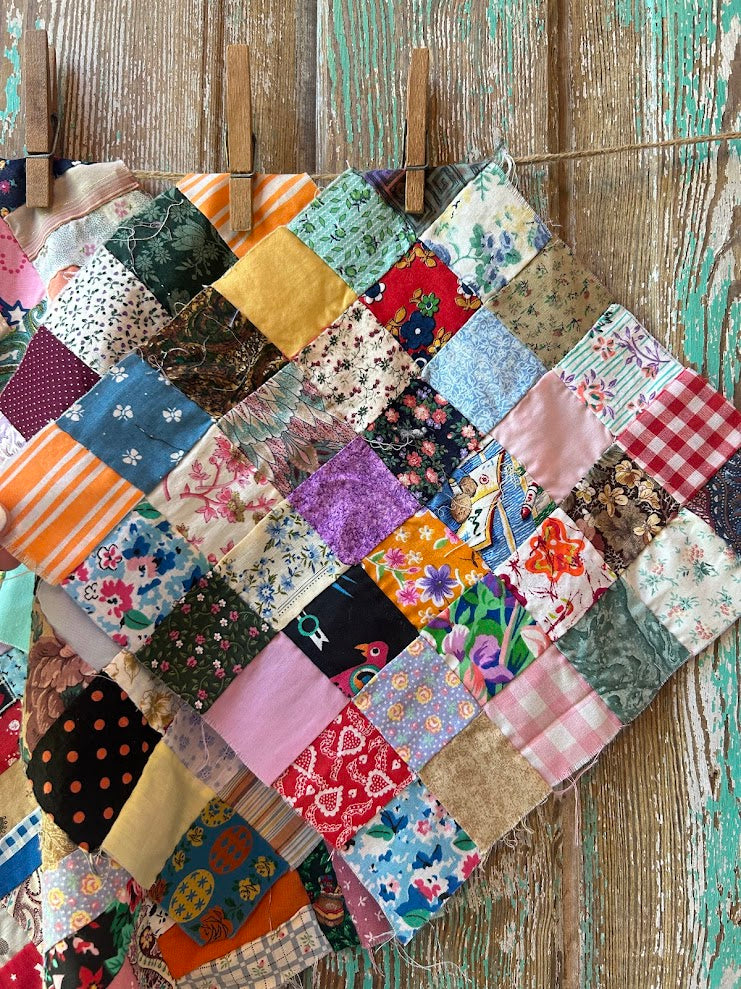 Set of 7 Vintage Quilt Squares: #4 Crazy Quilt