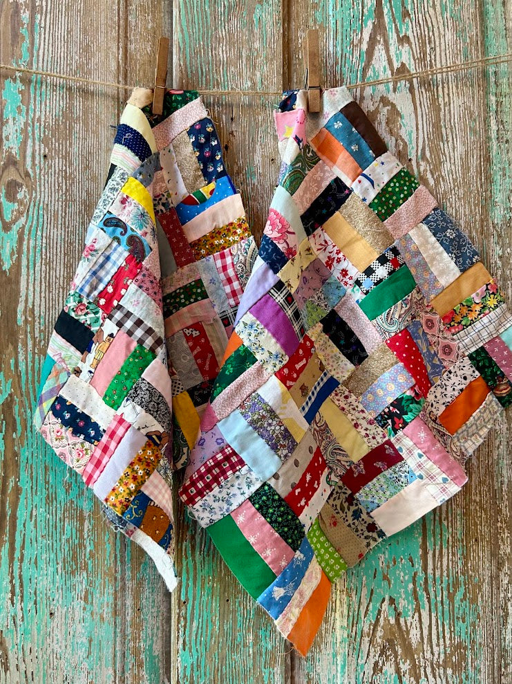 Set of 7 Vintage Quilt Squares: #4 Crazy Quilt