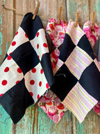 Set of 6 Vintage Quilt Squares: #8 Pink & Red