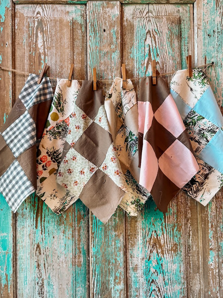 Set of 6 Vintage Quilt Squares: #9