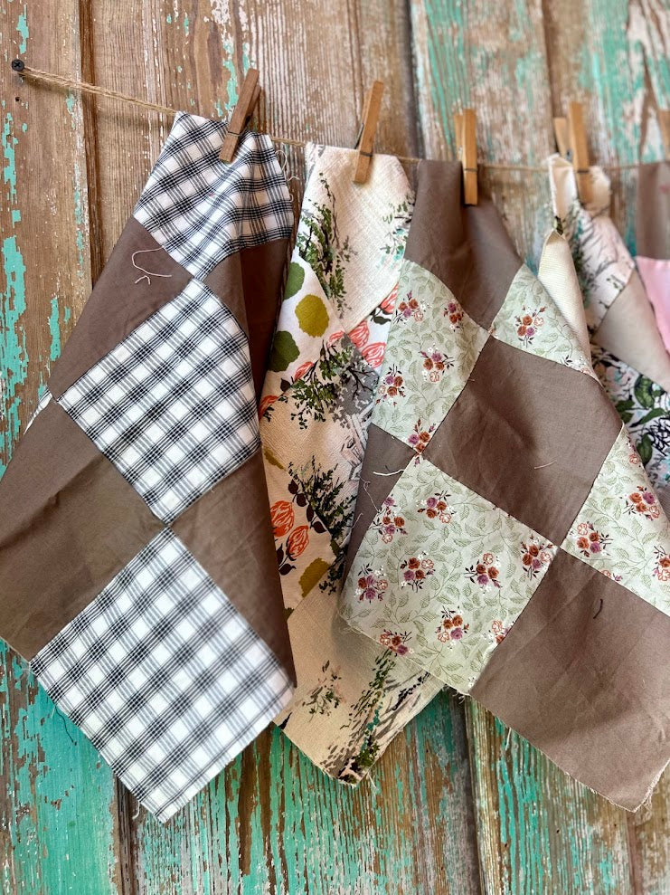 Set of 6 Vintage Quilt Squares: #9