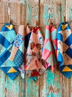 Set of 5 Vintage Quilt Squares: #10 Monkey Wrench