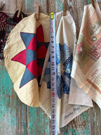 Set of 5 Vintage Quilt Squares and Linens