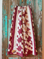 Upcycled "Maroon Dreams" Vintage Quilt Pants with Pockets: Women's Medium
