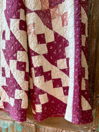 Upcycled "Maroon Dreams" Vintage Quilt Pants with Pockets: Women's Medium