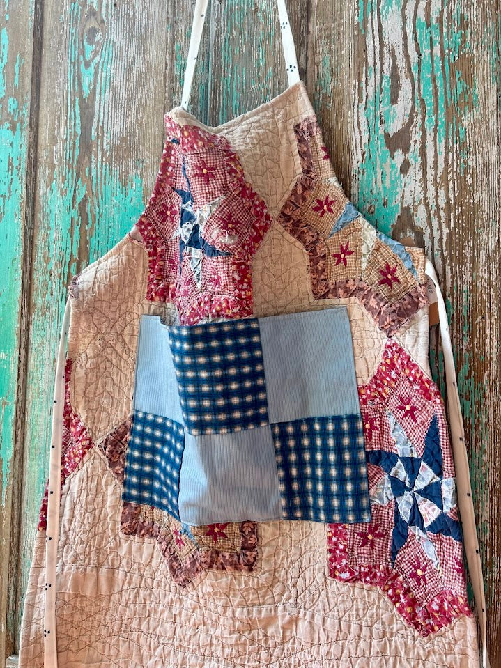 Upcycled "Patriotic" #2 Vintage Quilt Apron: Adult Full