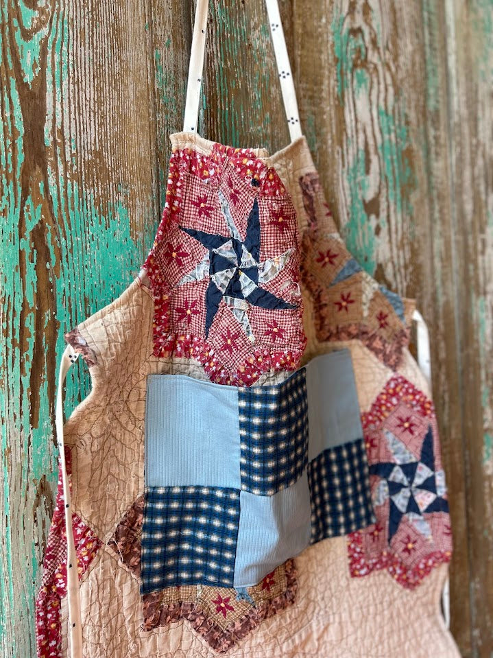 Upcycled "Patriotic" #2 Vintage Quilt Apron: Adult Full