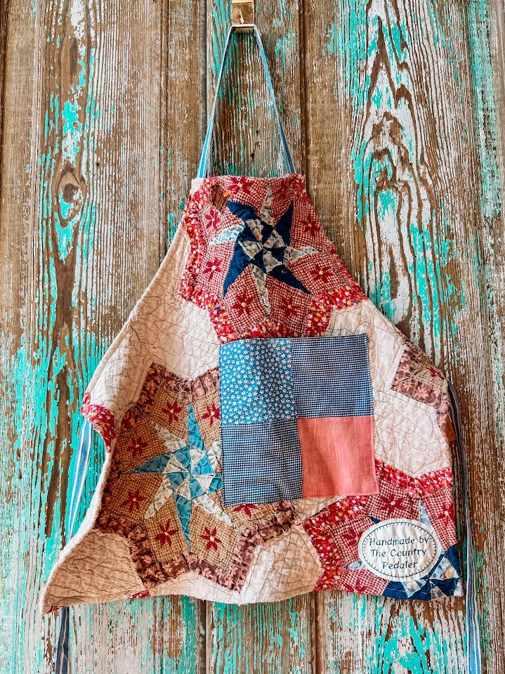 Upcycled "Patriotic" Vintage Quilt Apron: Toddler
