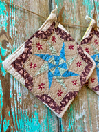 Upcycled XL Vintage Quilt Pot Holder: "Patriotic" #1