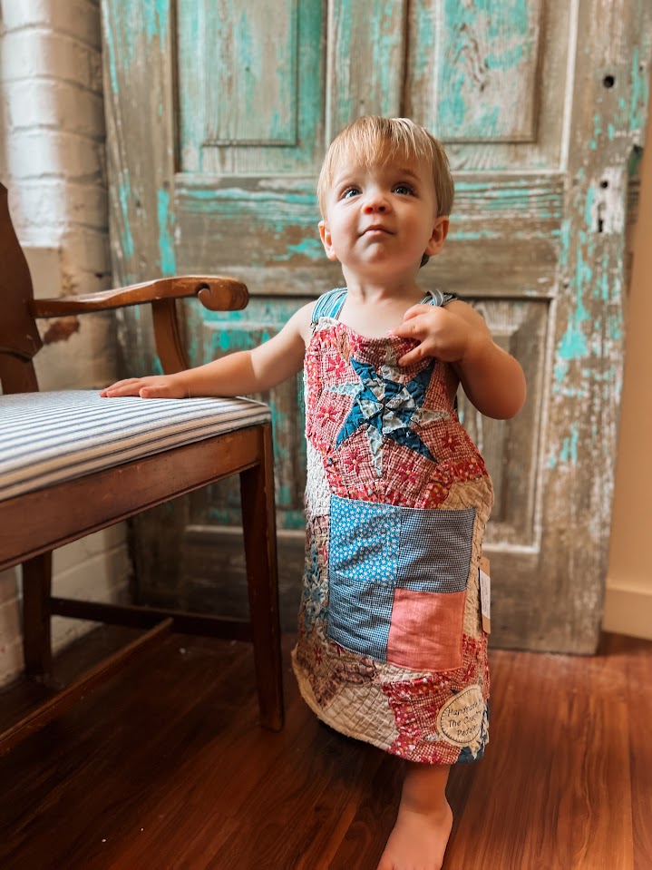 Upcycled "Patriotic" Vintage Quilt Apron: Toddler