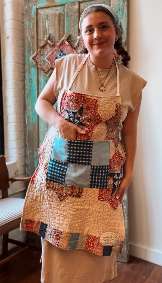 Upcycled "Patriotic" #2 Vintage Quilt Apron: Adult Full