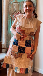 Upcycled "Patriotic" #1 Vintage Quilt Apron: Adult Full