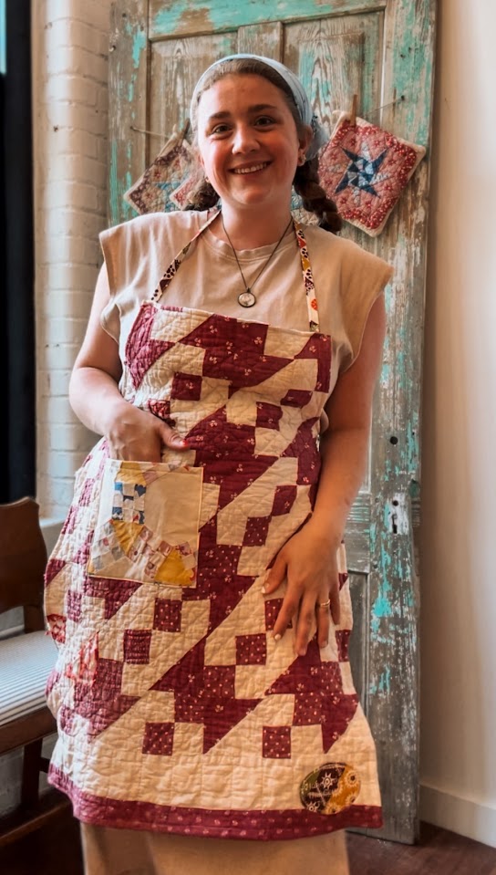 Upcycled "Maroon Dreams" #1 Vintage Quilt Apron: Adult Full