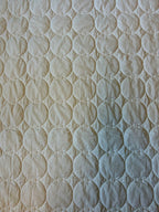 Vintage 1980s White with Blue Polka Dots & Trim Quilt - As-is