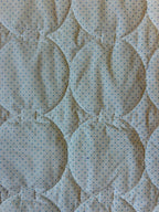Vintage 1980s White with Blue Polka Dots & Trim Quilt - As-is
