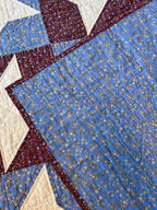 Vintage Blue Floral & Burgundy "Friendship Stars" Quilt