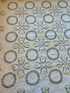Vintage Butter Yellow, Green, and Brown, Floral Embroidered Quilt