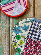 Set of Two Upcycled Vintage Crazy Quilts in Embroidery Hoops