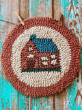 Vintage 15" Hand Hooked "Home" Mini Rug or Chair Pad