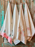 Set of 4 Vintage Crafting Pillowcases: Crocheted & Printed