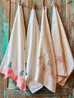 Set of 4 Vintage Crafting Pillowcases: Crocheted & Printed