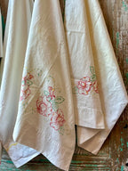 Set of 4 Vintage Crafting Pillowcases: Crocheted & Printed
