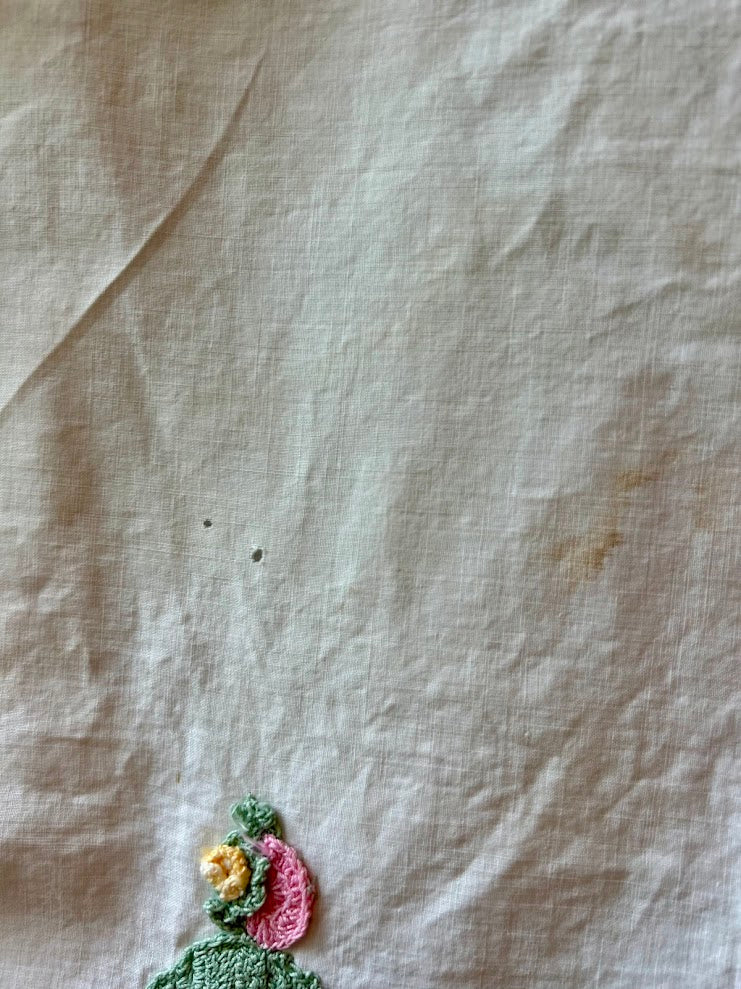 Set of 4 Vintage Crafting Pillowcases: Crocheted & Printed