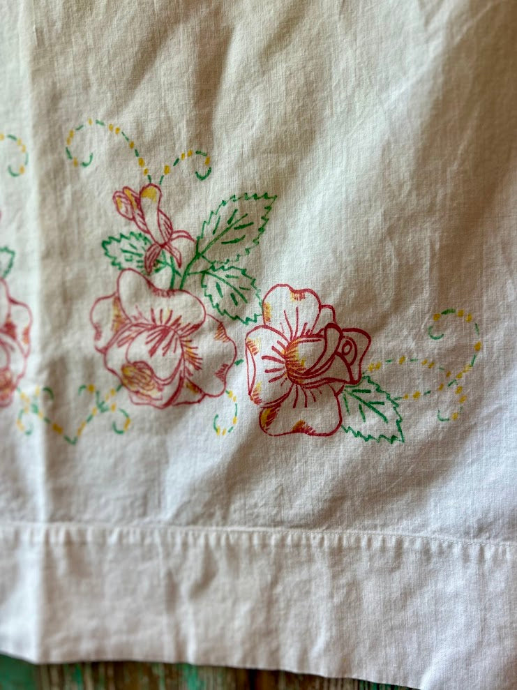 Set of 4 Vintage Crafting Pillowcases: Crocheted & Printed