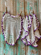 Set of 4 Vintage Purple and White Crochet Placemats