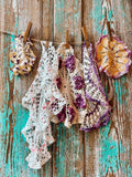 Set of 5 Vintage Crocheted Doilies: Purples, Pinks, and Yellows