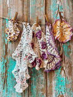 Set of 5 Vintage Crocheted Doilies: Purples, Pinks, and Yellows