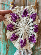 Set of 5 Vintage Crocheted Doilies: Purples, Pinks, and Yellows