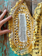 Set of 3 Vintage Yellow Crochet Doilies