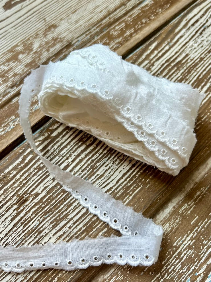 Vintage Thin White Decorative Trimming: 10.25 Yards
