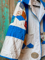 Upcycled Vintage Tumbling Blocks Quilt Coat with Pockets: Unisex Small