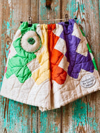 Upcycled Vintage Chimney Sweep Quilt Shorts with Doily Pockets: Women's Small