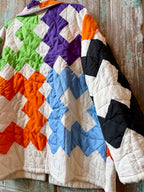 Upcycled Vintage Chimney Sweep Quilt Coat with Tea Towel Pockets: Unisex Medium