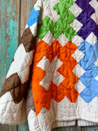 Upcycled Vintage Chimney Sweep Quilt Coat with Tea Towel Pockets: Unisex Medium