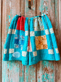 Upcycled Vintage 9-Patch Quilt Shorts with Pockets: Women's Large