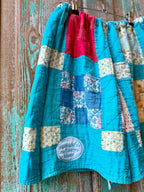 Upcycled Vintage 9-Patch Quilt Shorts with Pockets: Women's Large