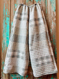 Upcycled Grey Plaid Quilt Pants with Pockets: Women's Large